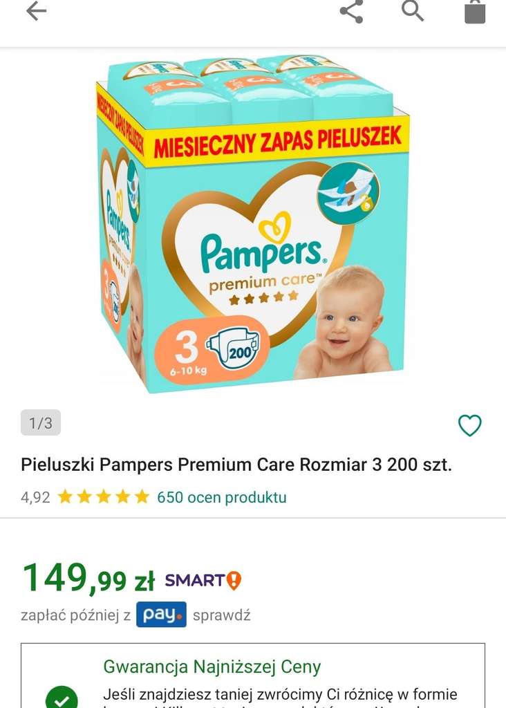 pieluchy pampers premium care 5 cena