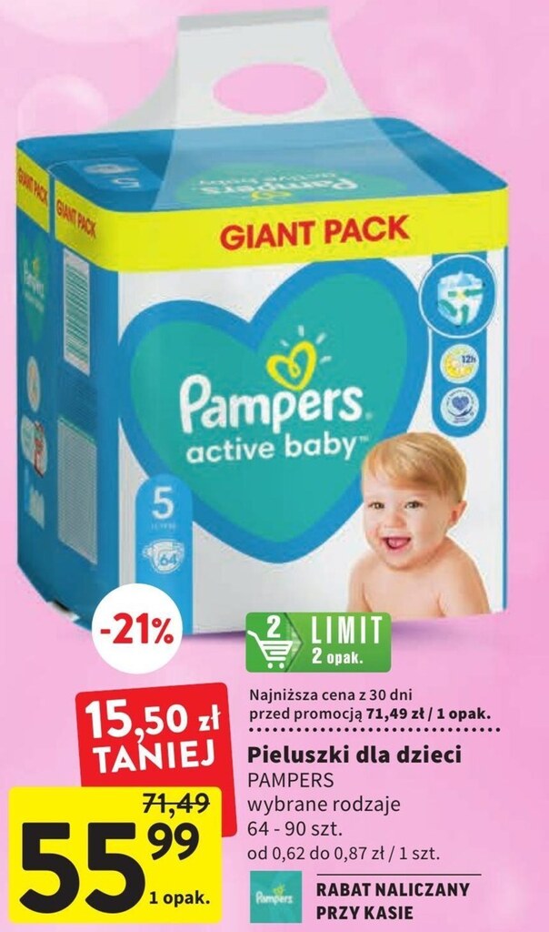 pampers care 2 male opakowanie