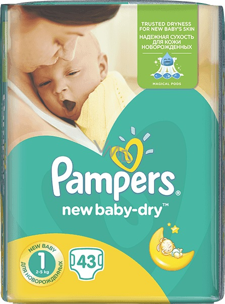 ampers new baby-dry pieluchy 1 newborn 43szt pieluszki